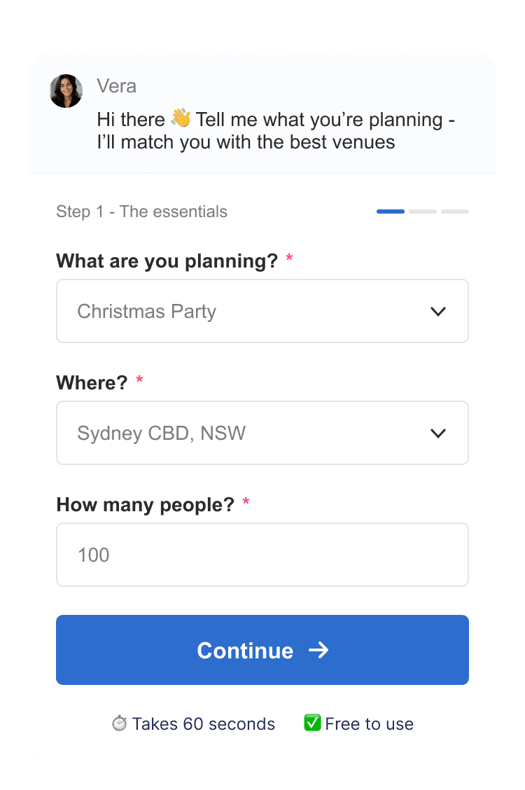 Vera AI venue finder chat interface